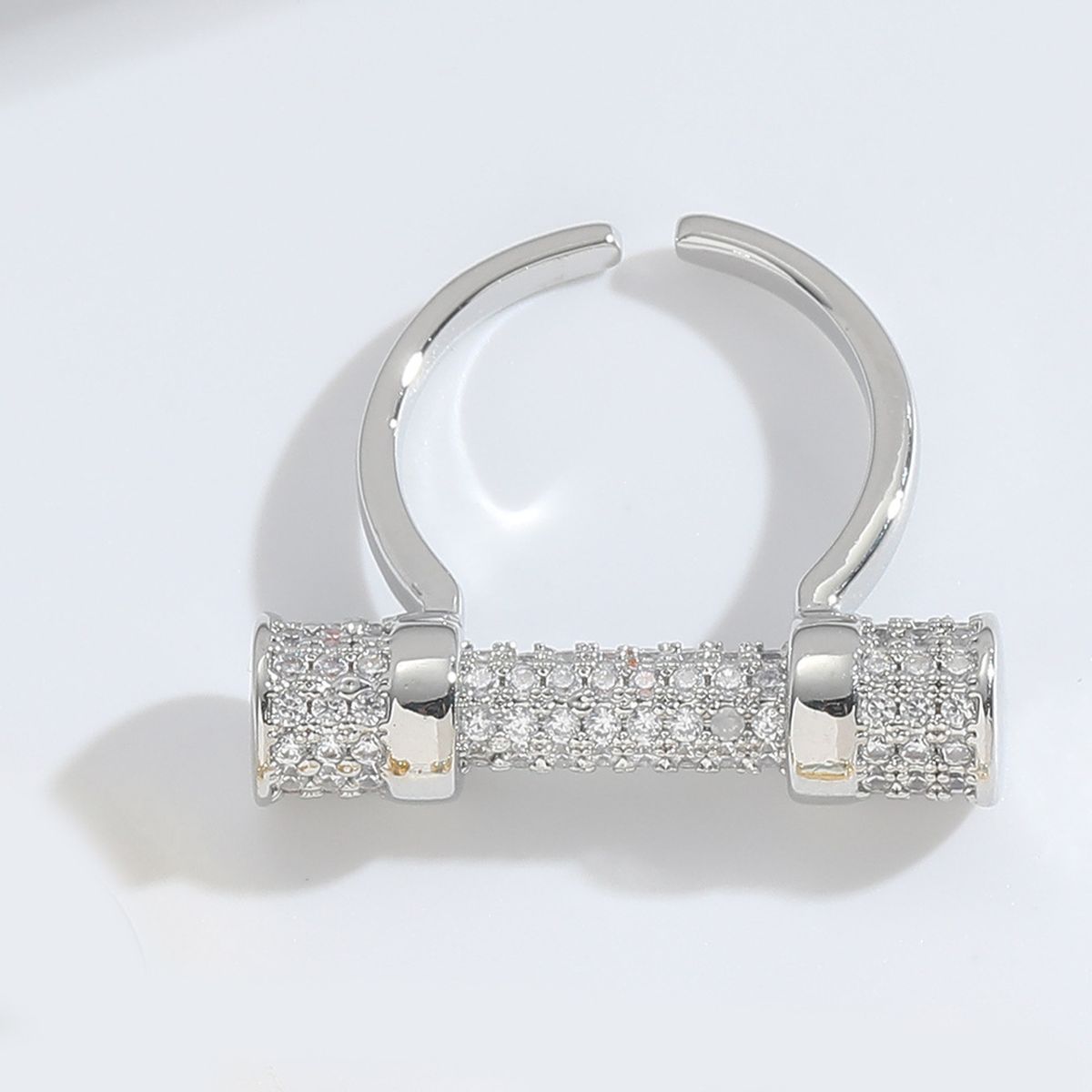 Studded Barrell Cubic Zirconia 18K Gold Anti Tarnish Free Size Ring For Women