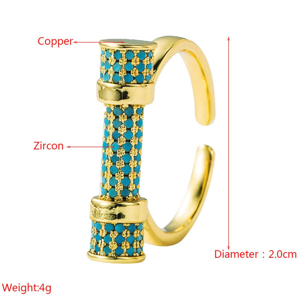 Studded Barrell Cubic Zirconia 18K Gold Anti Tarnish Free Size Ring For Women