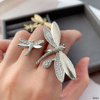 Exquisite Dragonfly CZ Silver Anti Tarnish Free Size Ring Bulk