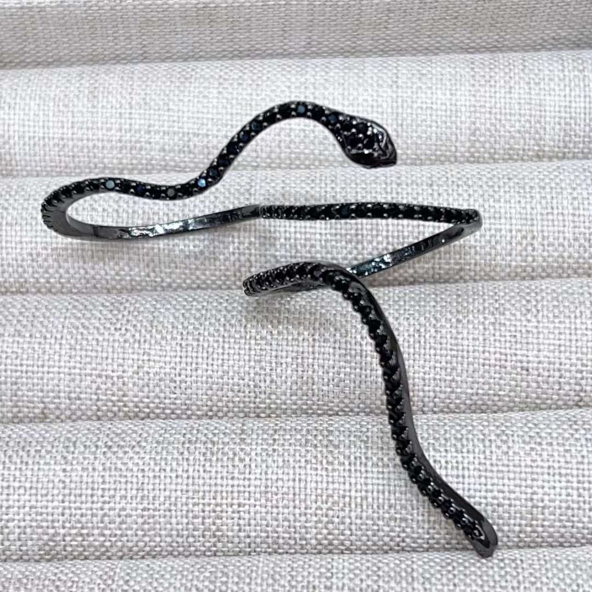 Snake CZ Silver Anti Tarnish Adjustable Dual Finger Ring Bulk