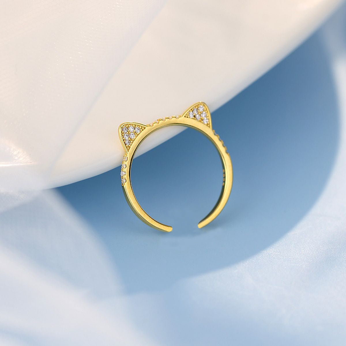 Cat Cubic Zirconia 18K Gold Anti Tarnish Adjustable Ring Women Bulk