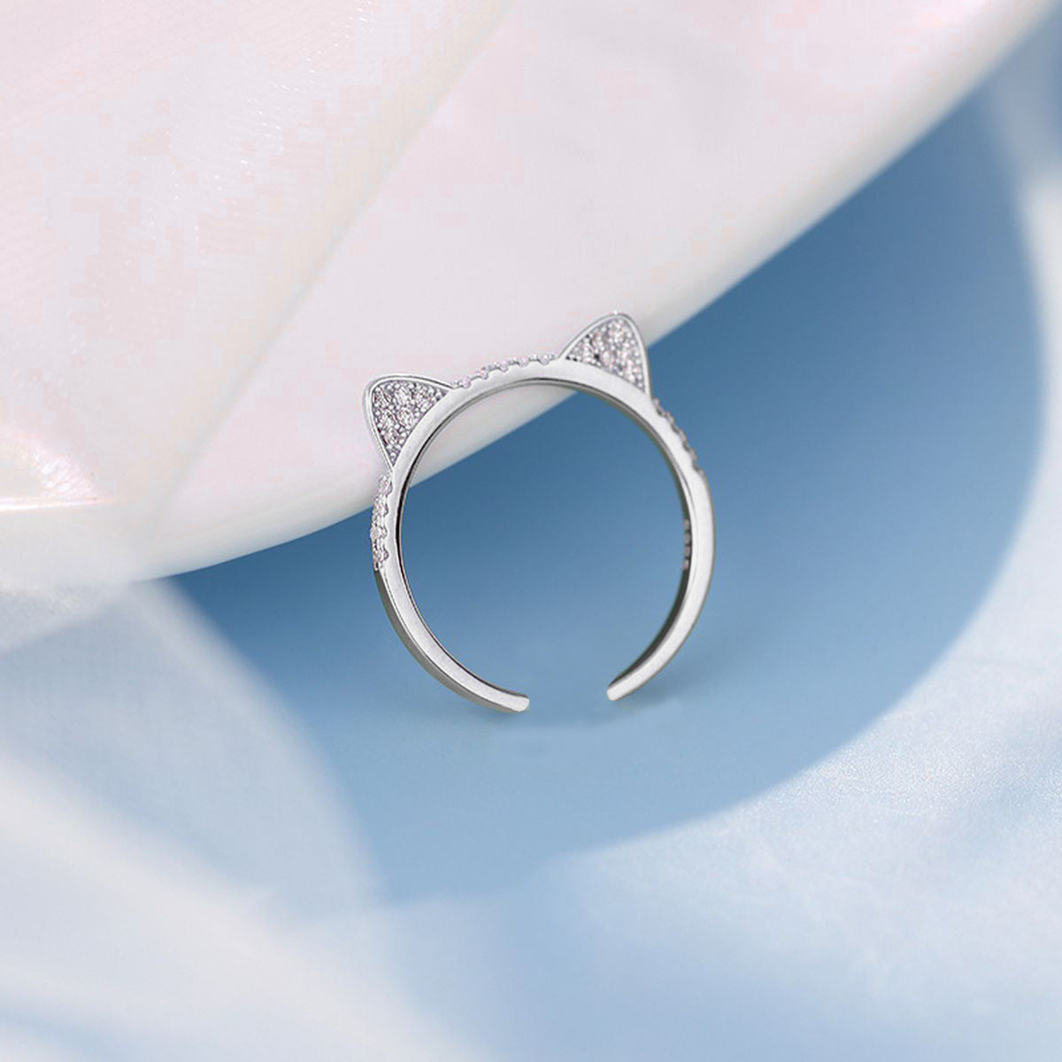 Cat Cubic Zirconia 18K Gold Anti Tarnish Adjustable Ring Women Bulk