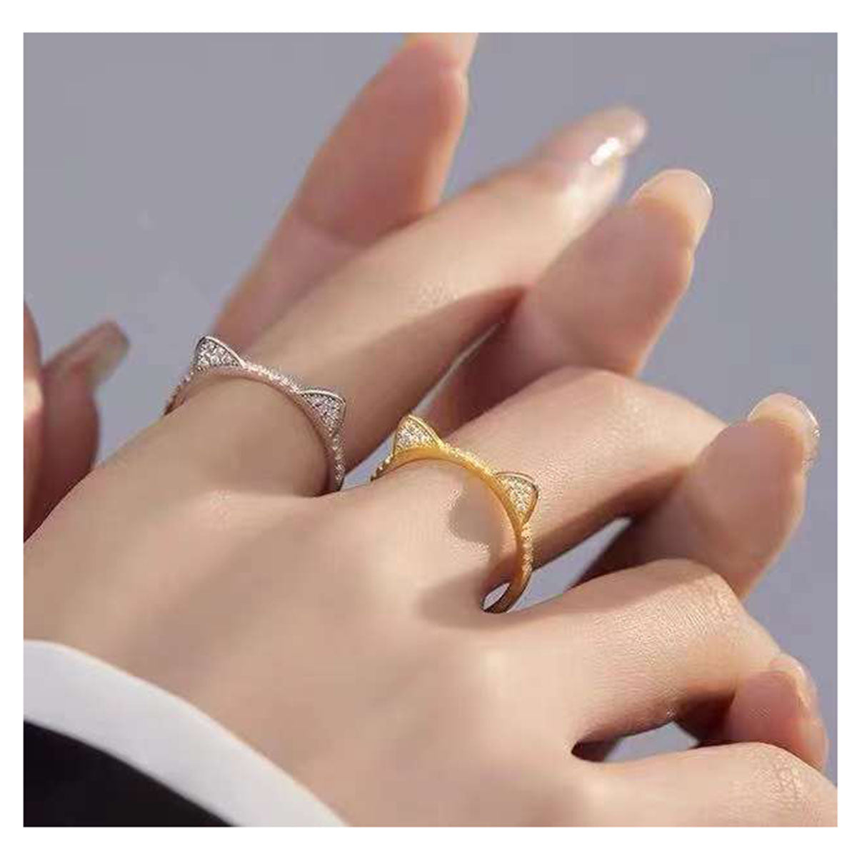 Cat Cubic Zirconia 18K Gold Anti Tarnish Adjustable Ring Women Bulk Secondary image