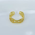 Clover Flower CZ 18K Gold Anti Tarnish Adjustable Ring Bulk