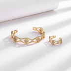 Clover Flower CZ 18K Gold Anti Tarnish Adjustable Ring Bulk