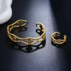 Clover Flower CZ 18K Gold Anti Tarnish Adjustable Ring Bulk