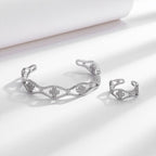 Clover Flower CZ 18K Gold Anti Tarnish Adjustable Ring Bulk