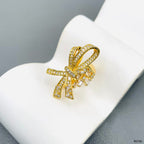 Ribbon Cubic Zirconia 18K Gold Anti Tarnish Free Size Ring Women Bulk