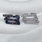 Baguette Layer Cubic Zirconia Silver Anti Tarnish Adjustable Ring Bulk