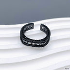 Cushion Cut Solitaire CZ Crystal Black Anti Tarnish Ring Bulk