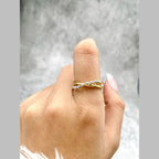 Ball Cross Over 18K Gold Silver Anti Tarnish Free Size Ring Women Bulk