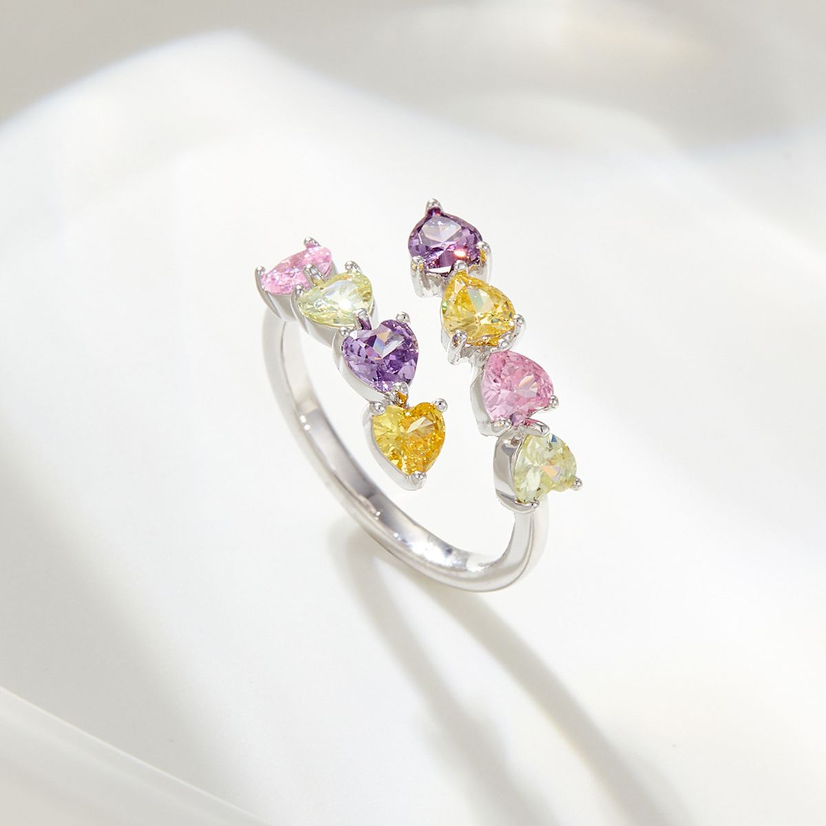 Heart Cubic Zirconia Silver Anti Tarnish Free Size Ring For Women Secondary image