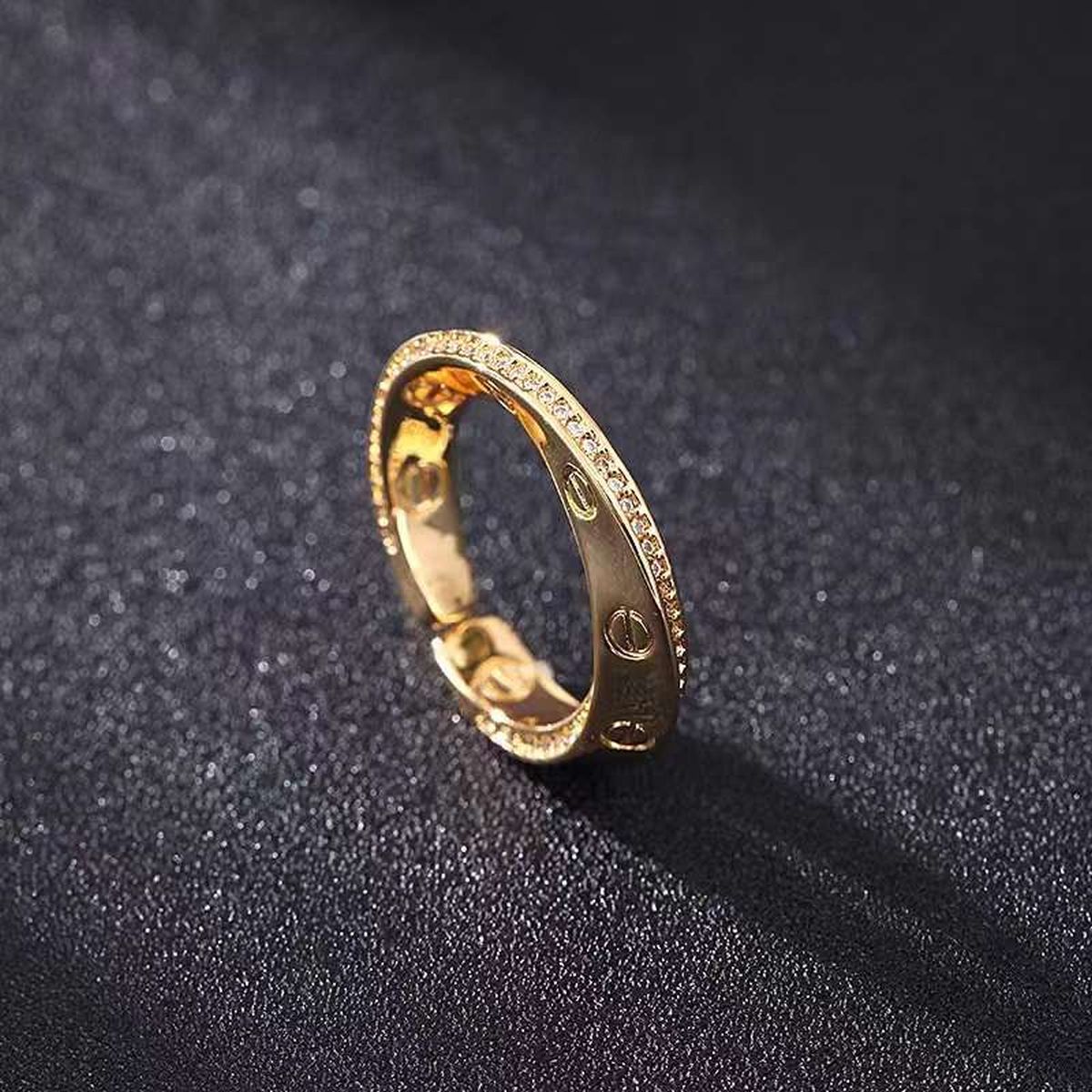 Screw Wave Cubic Zirconia 18K Gold Anti Tarnish Adjustable Ring Bulk Main image