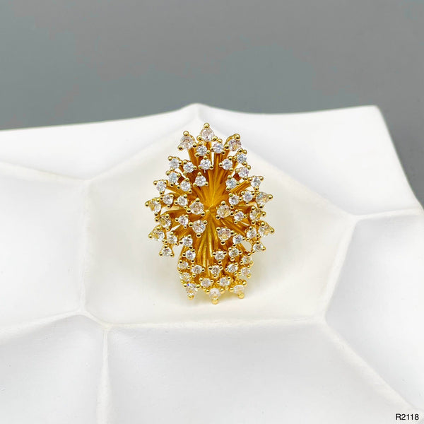 Studded Solitaires CZ 18K Gold Anti Tarnish Free Size Ring Bulk Main image