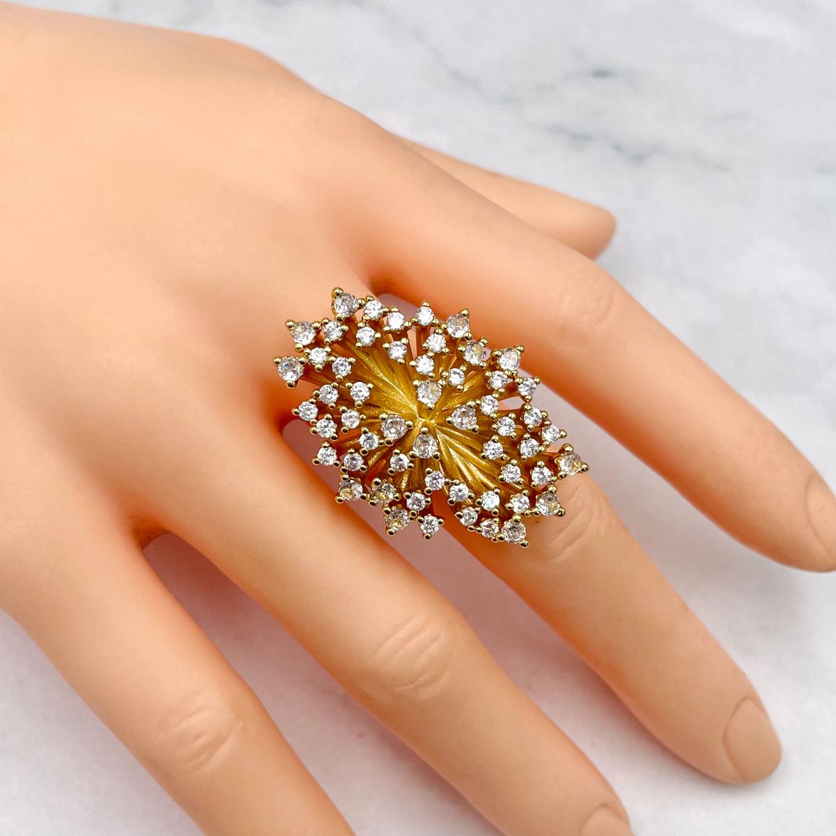 Studded Solitaires CZ 18K Gold Anti Tarnish Free Size Ring Bulk Secondary image
