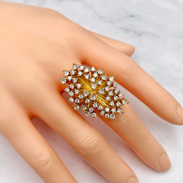 Studded Solitaires CZ 18K Gold Anti Tarnish Free Size Ring Bulk Secondary image