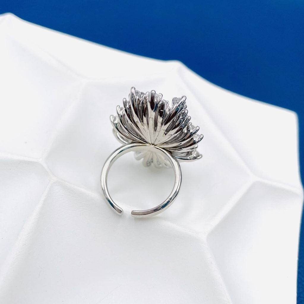 Studded Solitaires CZ Silver Anti Tarnish Free Size Ring Bulk