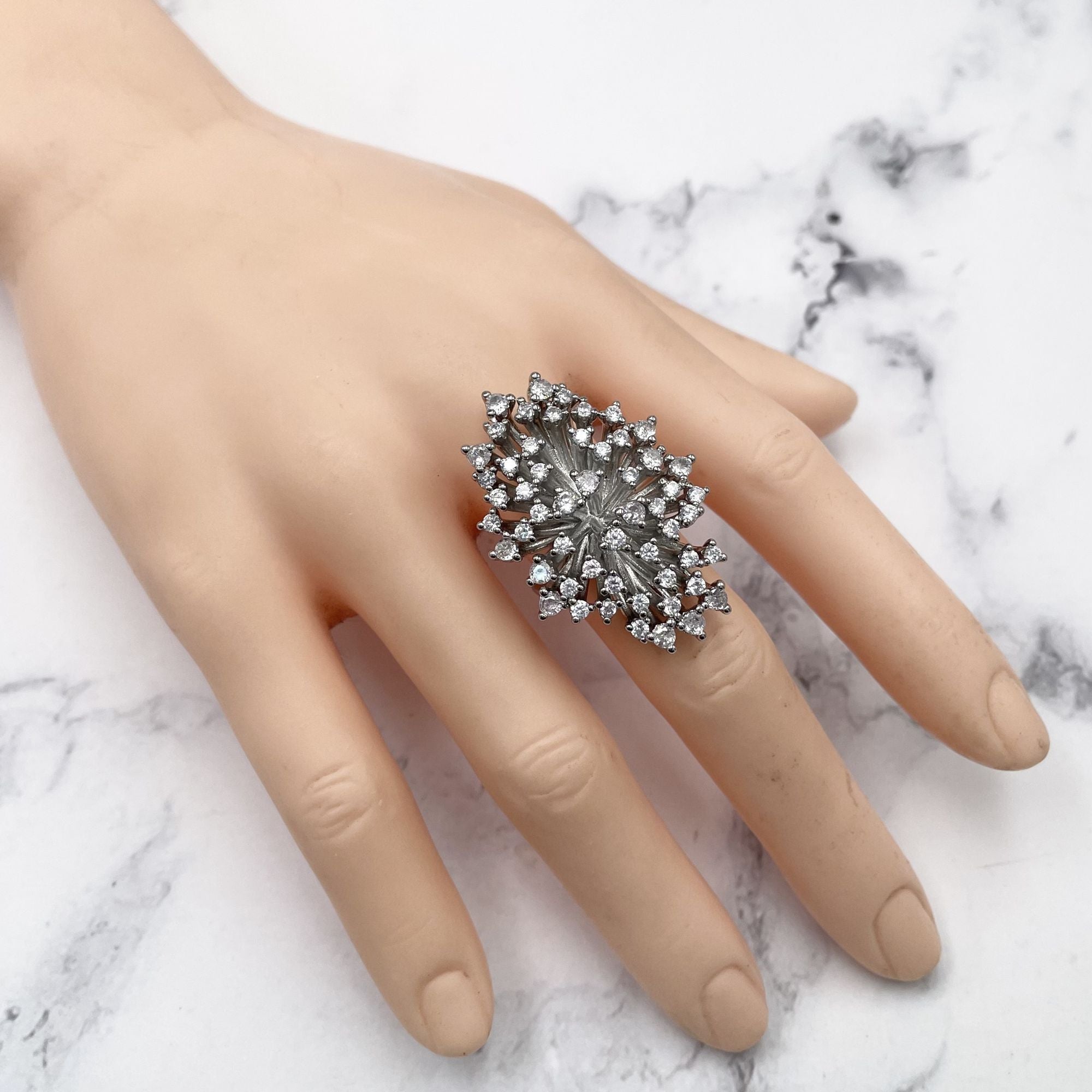 Studded Solitaires CZ Silver Anti Tarnish Free Size Ring Bulk