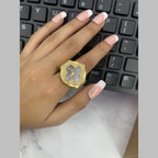 Clover Flower Green Dial Gold CZ Anti Tarnish Watch Ring Bulk