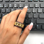 Curb On Surface Crystal Red Black 18K Gold Anti Tarnish Ring Bulk