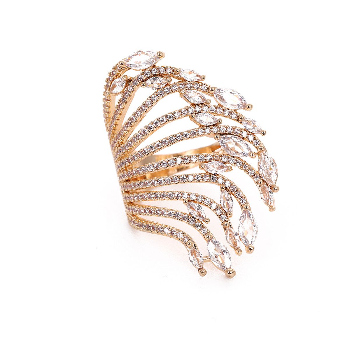 Marquise Solitaire CZ 18K Gold Anti Tarnish Adjustable Ring Bulk