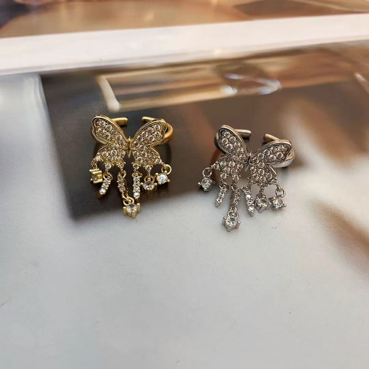 Butterfly Cubic Zirconia 18K Gold Anti Tarnish Adjustable Ring Bulk Main image