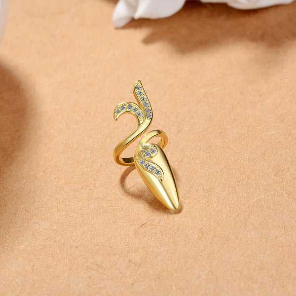 Leaf Cubic Zirconia 18K Gold Anti Tarnish Adjustable Ring Bulk Main image
