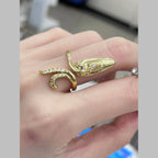 Leaf Cubic Zirconia 18K Gold Anti Tarnish Adjustable Nail Ring Bulk