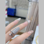 Studded Cubic Zirconia Silver Anti Tarnish Adjustable Nail Ring Bulk