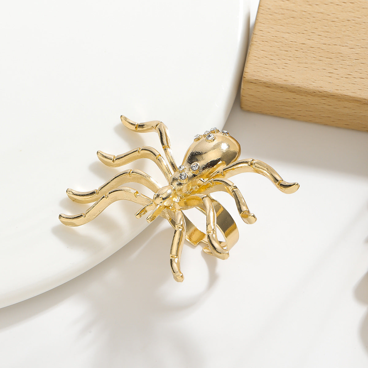 Spider Cubic Zirconia 18K Gold Adjustable Big Ring For Women Bulk Secondary image