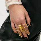 Spider Cubic Zirconia 18K Gold Adjustable Big Ring For Women Bulk