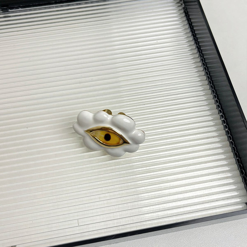 Evil Eye Enamel 18K Gold White Adjustable Ring For Women Bulk