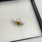 Evil Eye Enamel 18K Gold White Adjustable Ring For Women Bulk