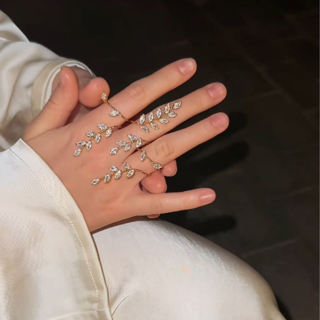 Marquise Leaf CZ Gold Anti Tarnish Adjustable Finger Knuckle Ring Bulk