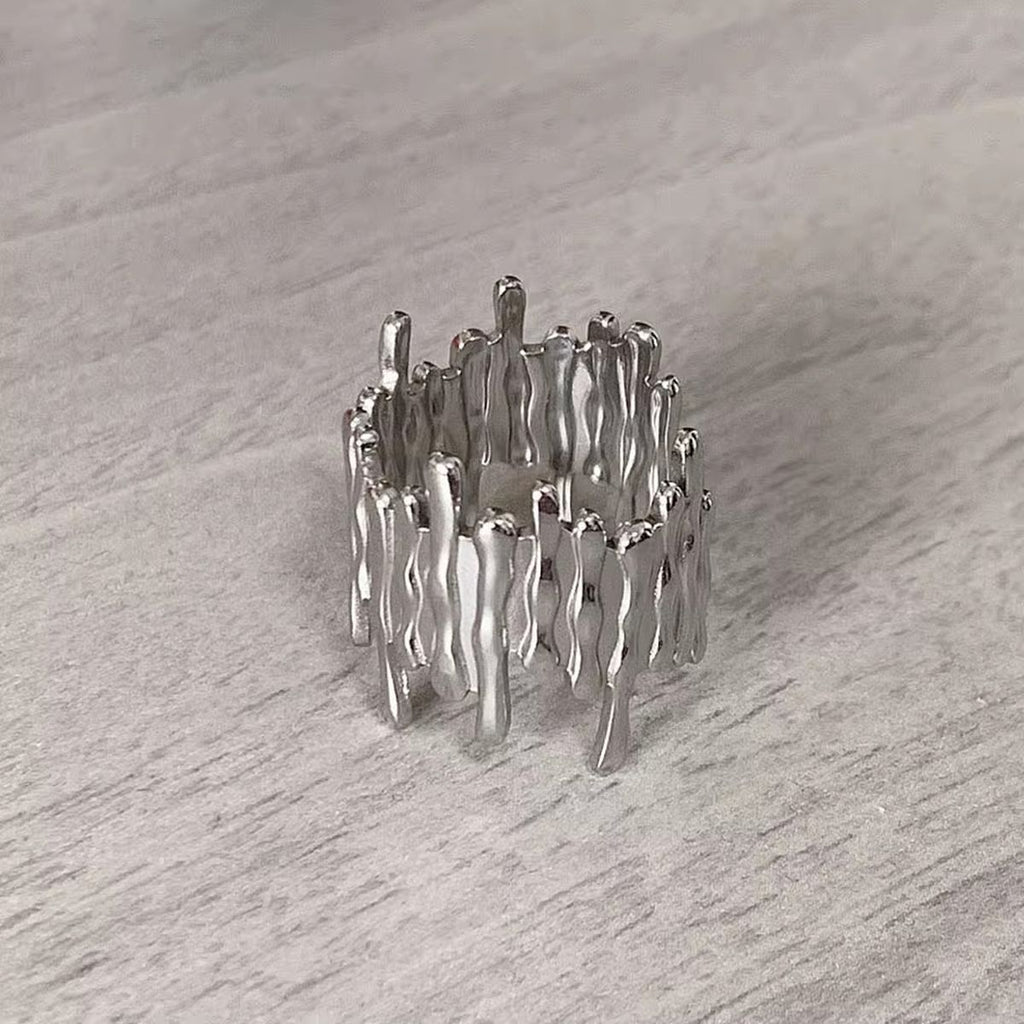 Beaten Finish 18K Gold Anti Tarnish Adjustable Ring For Women Bulk