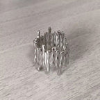 Beaten Finish 18K Gold Anti Tarnish Adjustable Ring For Women Bulk
