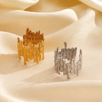 Beaten Finish 18K Gold Anti Tarnish Adjustable Ring For Women Bulk