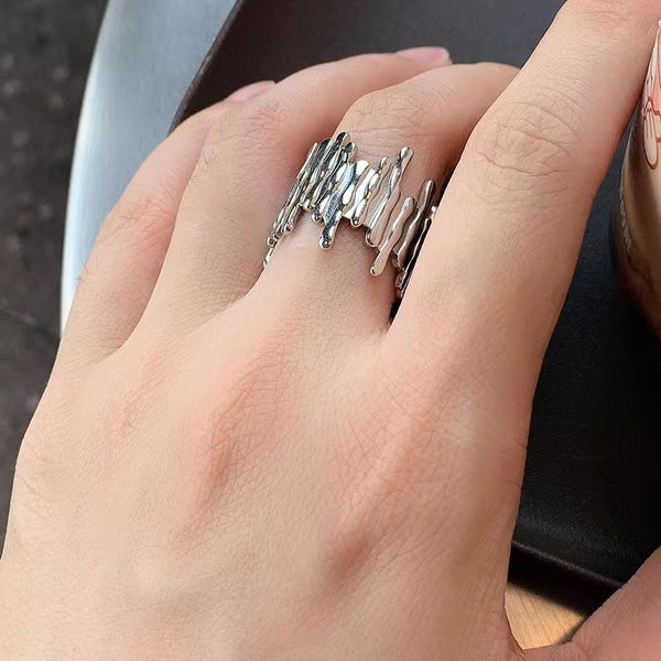 Beaten Finish 18K Gold Anti Tarnish Adjustable Ring For Women Bulk Secondary image