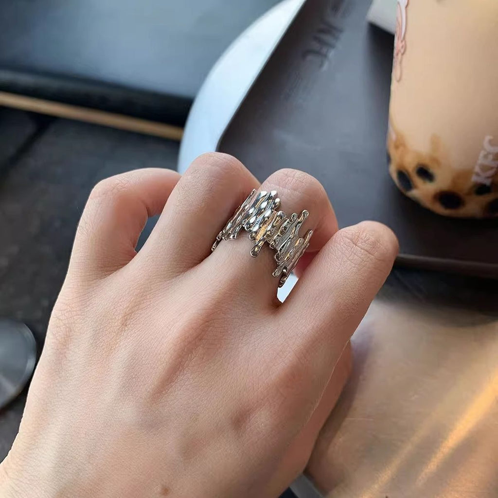 Beaten Finish 18K Gold Anti Tarnish Adjustable Ring For Women Bulk