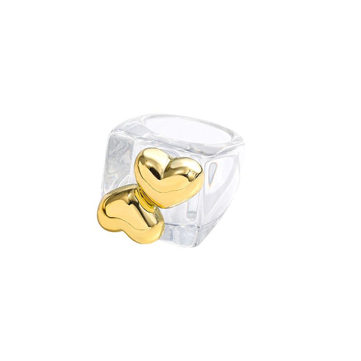 Dual Heart Triangle Cone Ball Gold Multicolor Retro Neon Ring Bulk