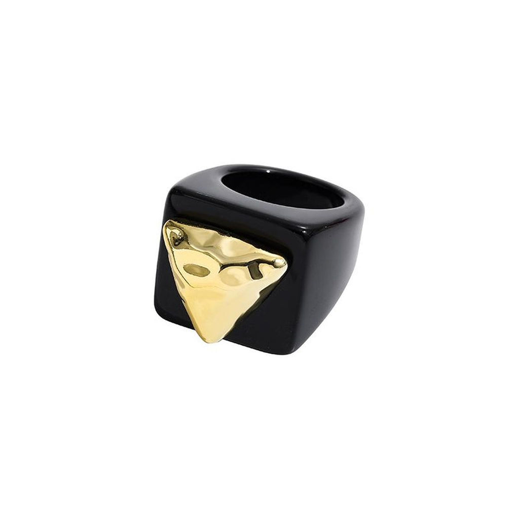 Dual Heart Triangle Cone Ball Gold Multicolor Retro Neon Ring Bulk