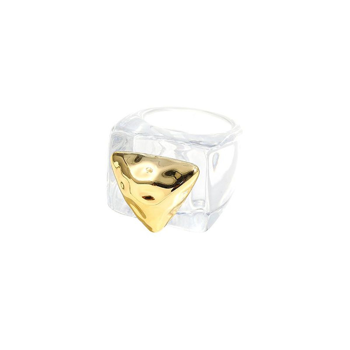 Dual Heart Triangle Cone Ball Gold Multicolor Retro Neon Ring Bulk