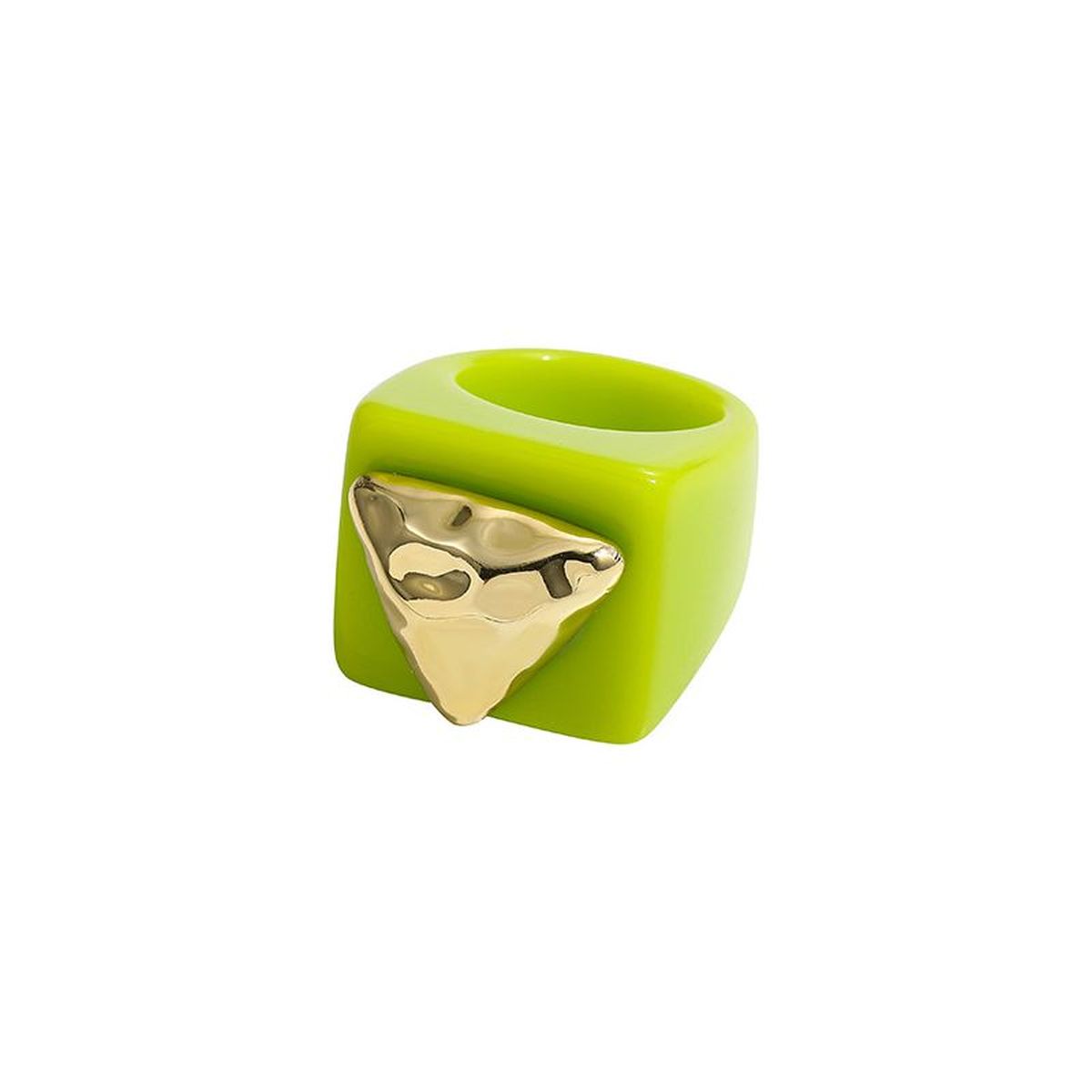 Dual Heart Triangle Cone Ball Gold Multicolor Retro Neon Ring Bulk