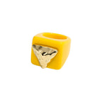 Dual Heart Triangle Cone Ball Gold Multicolor Retro Neon Ring Bulk