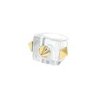 Dual Heart Triangle Cone Ball Gold Multicolor Retro Neon Ring Bulk