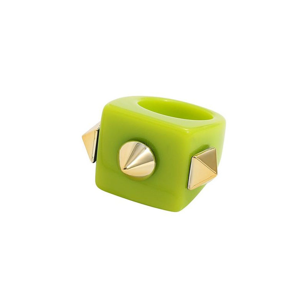 Dual Heart Triangle Cone Ball Gold Multicolor Retro Neon Ring Bulk