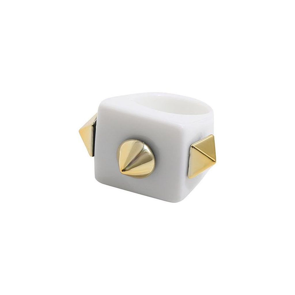 Dual Heart Triangle Cone Ball Gold Multicolor Retro Neon Ring Bulk