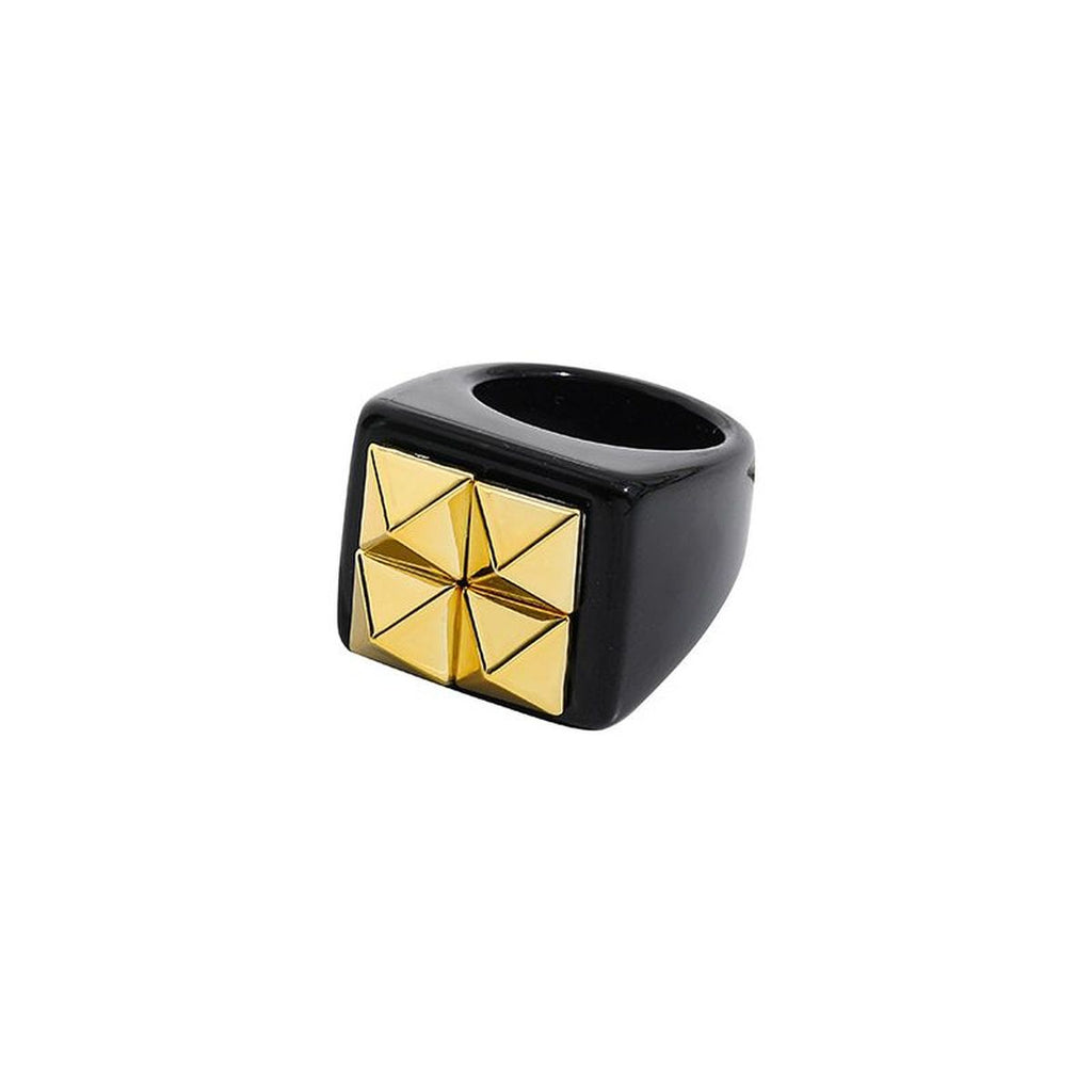Dual Heart Triangle Cone Ball Gold Multicolor Retro Neon Ring Bulk