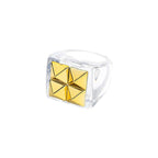 Dual Heart Triangle Cone Ball Gold Multicolor Retro Neon Ring Bulk