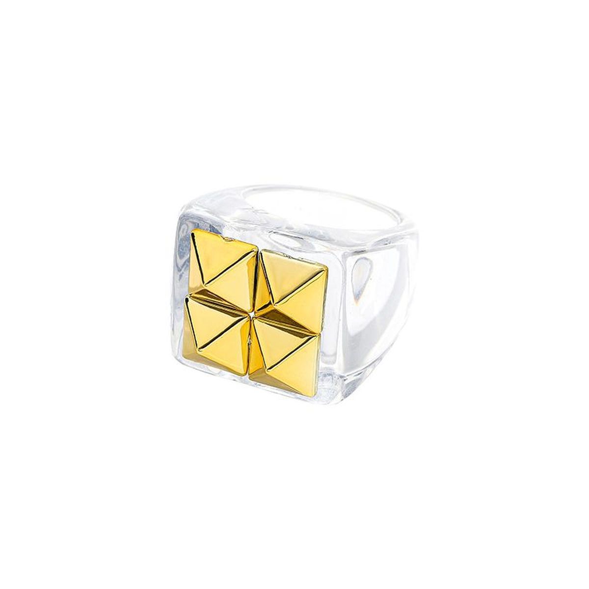 Dual Heart Triangle Cone Ball Gold Multicolor Retro Neon Ring Bulk